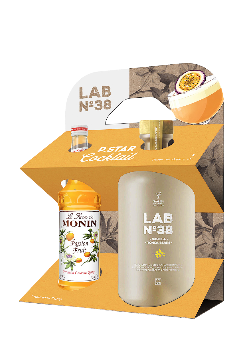 Подарочный набор "ЛАБ№38 Ваниль, Бобы Тонка" 0,7л + Сироп Монин Маракуйя 0,25л